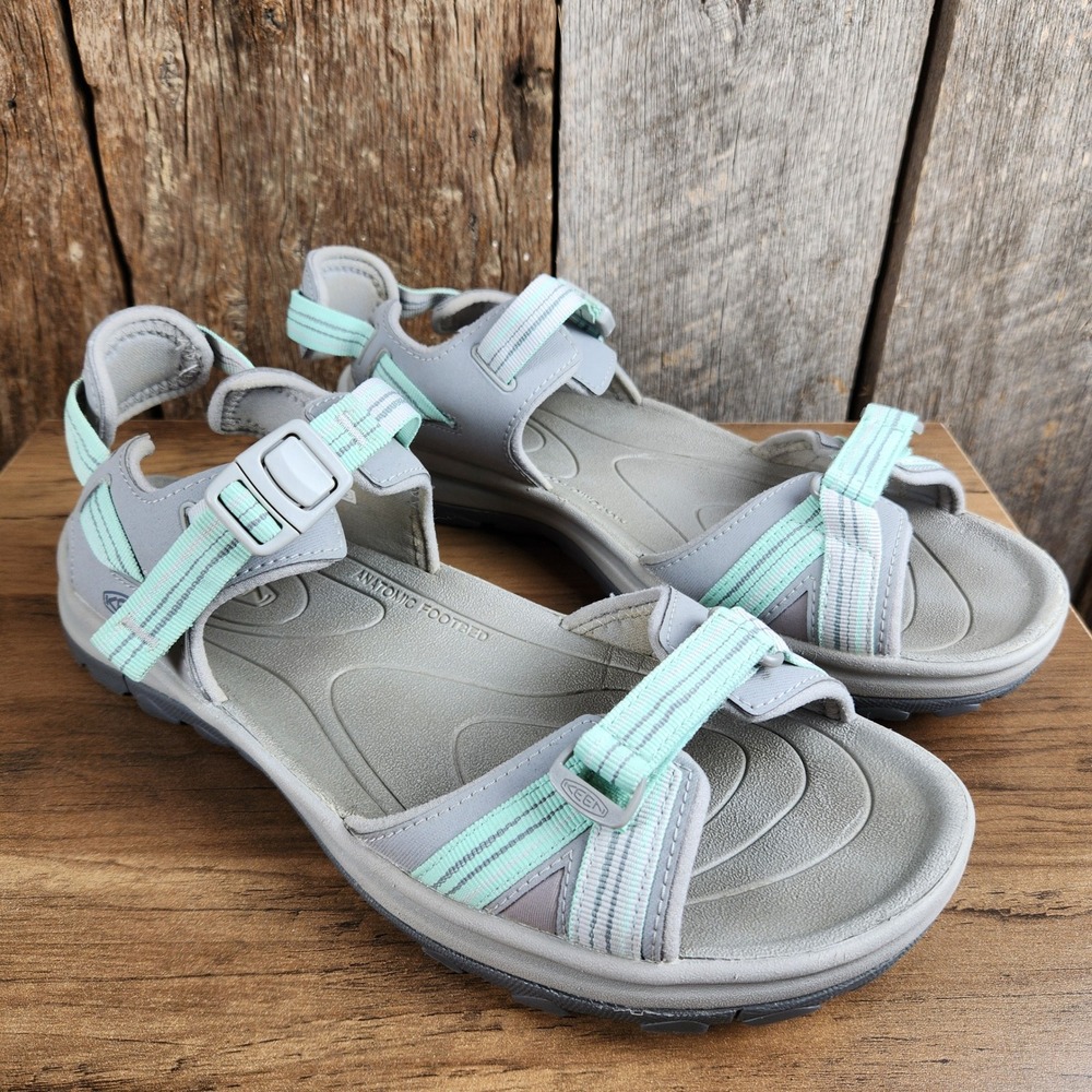 KEEN Sandals Terradora II  Grey Mint Green Women's 10 Hiking Water Shoes